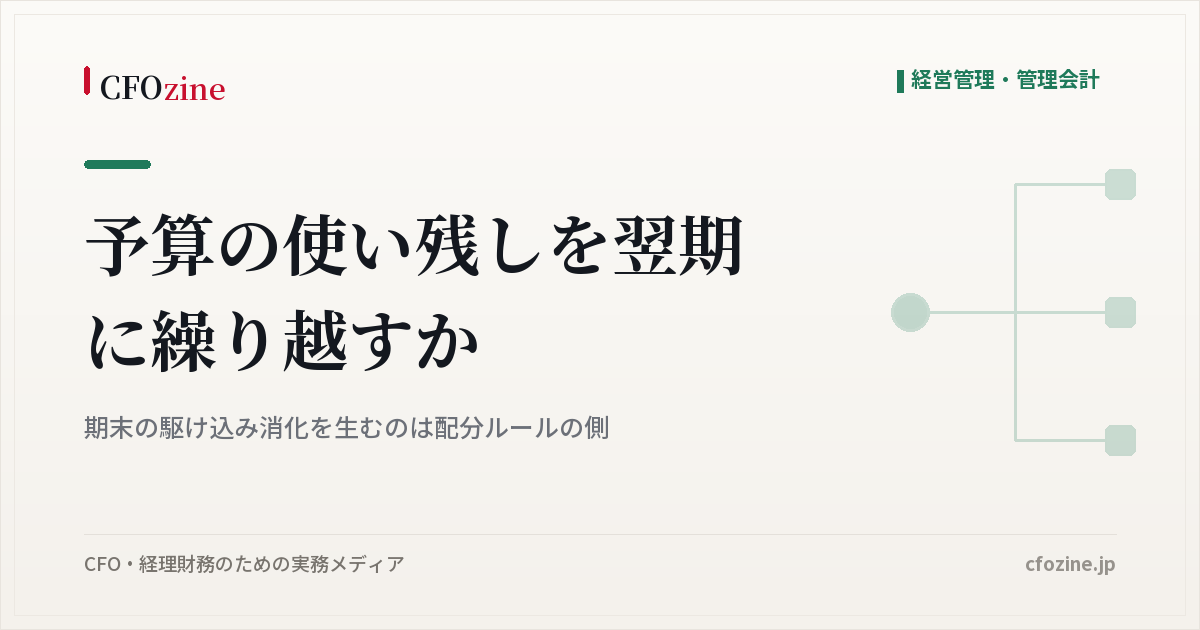 予算の使い残しを翌期に繰り越すべきか、期末の駆け込み消化を防ぐ配分ルール