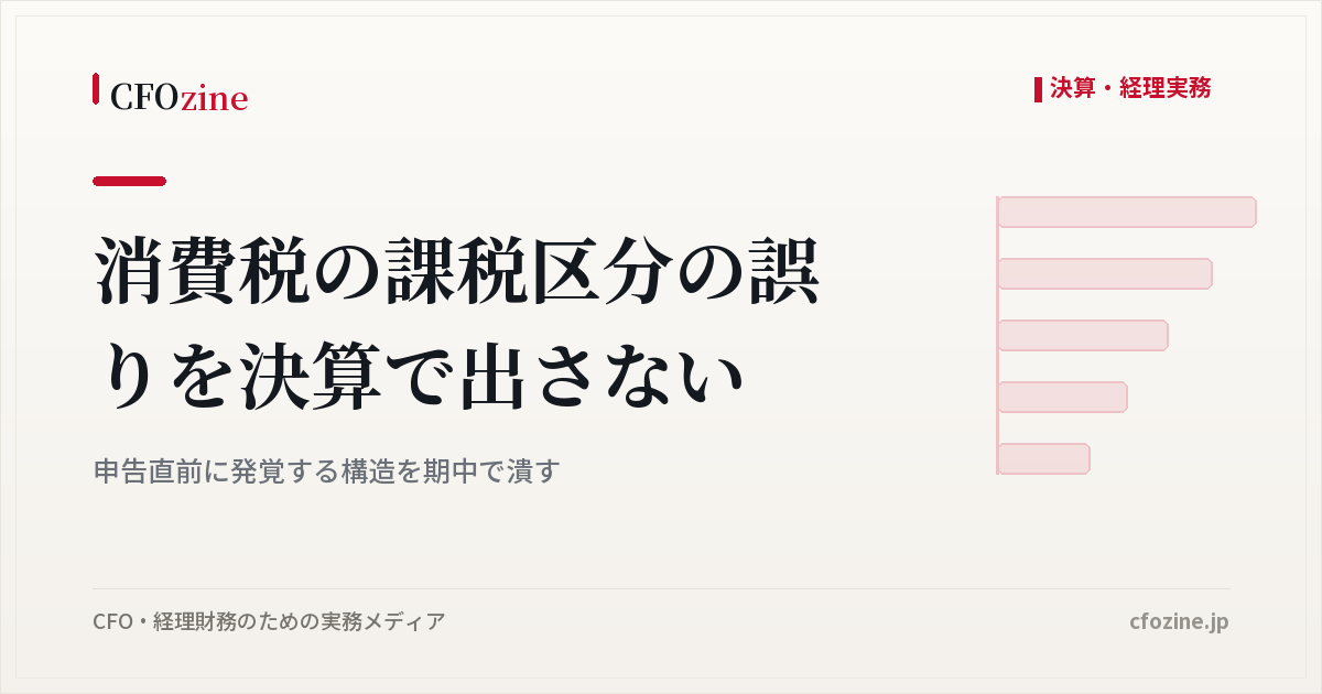 消費税の課税区分の誤りを決算で出さない｜申告直前に発覚する構造を期中で潰す