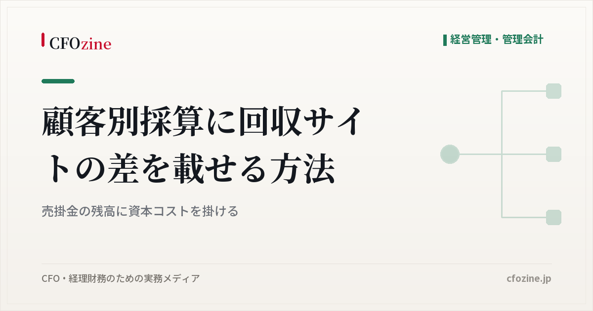 顧客別採算に回収サイトの差を載せる方法、売掛金の残高に資本コストを掛ける