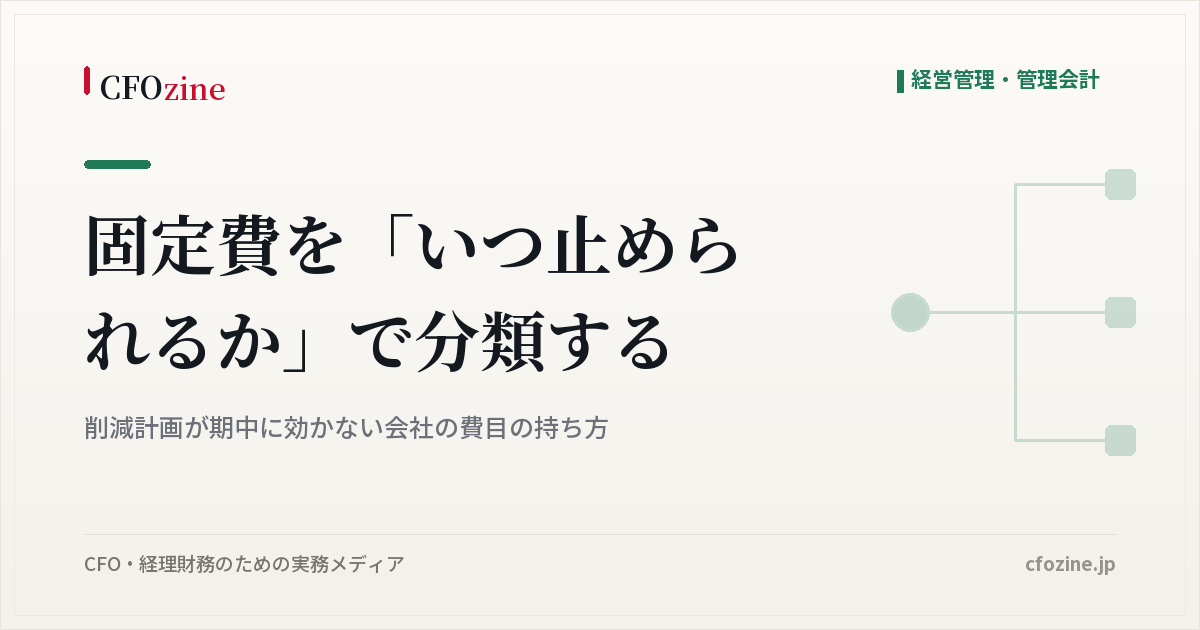 固定費を「いつ止められるか」で分類する、削減計画が期中に効かない会社の費目の持ち方