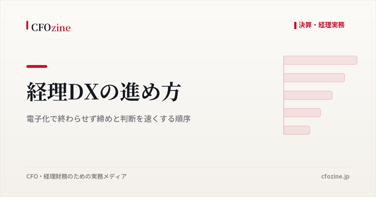 経理DXの進め方、電子化で終わらせず締めと判断を速くする順序